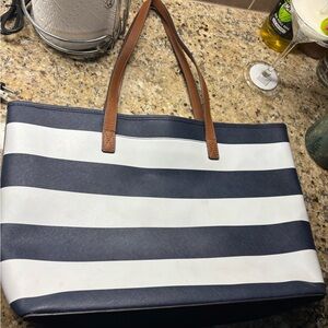 Michael Kors Navy and White Striped Tote